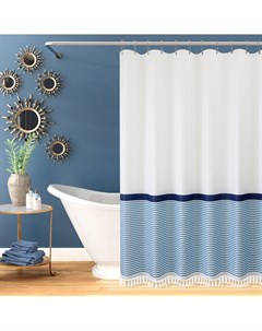 Штора для ванной Stripe White Blue 183х213 Carnation home fashions