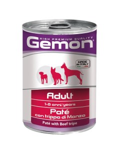Корм для собак паштет говяжий рубец банка 400г Gemon