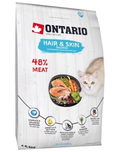 Сухой корм Онтарио для кошек Здоровье Кожи и Шерсти с Лососем Ontario