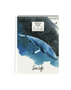Скетчбук Sketchbook Синий кит 60 листов нелинованный А4 Paper art