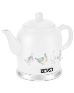Чайник КТ 691 2 белый с рисунком Kitfort