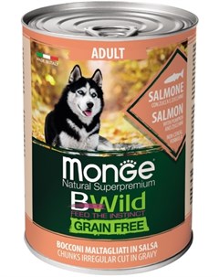 Dog BWild Grain Free Adult Корм влаж лосось тыква кабачки д собак конс 400г Monge