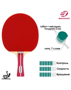 Ракетка для настольного тенниса advanced 2 для любителей накладка 1 5 мм коническая ручка Boshika