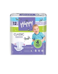 Подгузники для детей Classic Maxi с эластичными боковинками 12 Bella baby happy