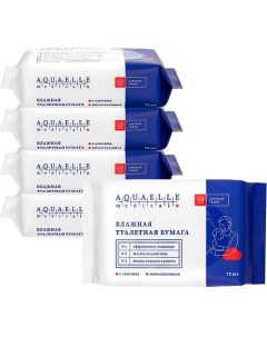 Влажная туалетная бумага мультипак 5 упаковок по 62 штуки Aquaelle medical