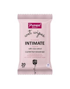Салфетки влажные для интимной гигиены с экстрактом розы женские 20 Premial