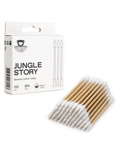 Бамбуковые ватные палочки для снятия макияжа белого цвета 100 Jungle story