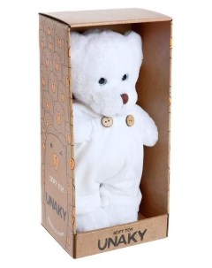 Мягкая игрушка Медведица сильва в белом комбинезоне 33 см Unaky soft toy