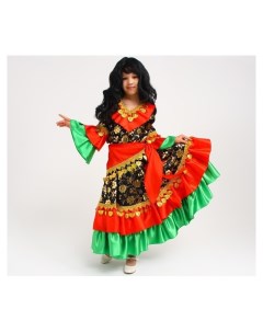 Карнавальный костюм Цыганка красно зеленая блузка юбка косынка парик р р40 р146 152 Страна карнавалия
