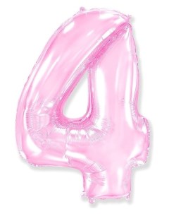 Шар фольгированный 40 Цифра 4 розовый Pink Flexmetal