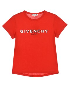 Красная футболка с белым логотипом детская Givenchy