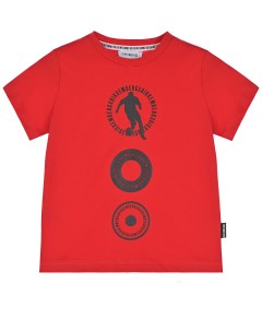 Красная футболка с принтом круги детская Bikkembergs