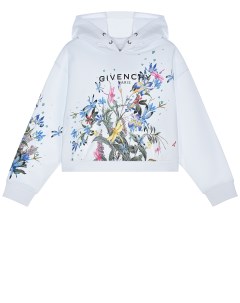 Белая толстовка худи с цветочным принтом детская Givenchy