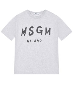 Серая футболка с крупным лого детская Msgm