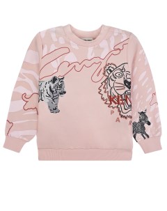 Розовый свитшот с принтом тигр детский Kenzo