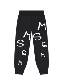 Черные спортивные брюки с белым лого детские Msgm