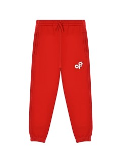 Красные спортивные брюки с белым логотипом детские Off-white