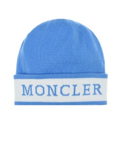 Голубая шапка с логотипом детская Moncler