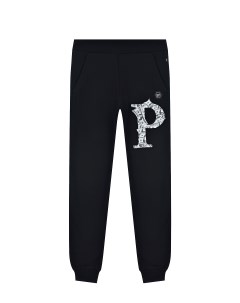 Черные спортивные брюки с крупным лого детские Philipp plein