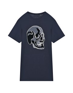 Темно синяя футболка с принтом череп детское Antony morato