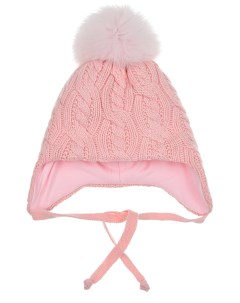 Розовая шапка с белым помпоном детская Chobi