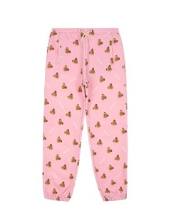Розовые спортивные брюки с принтом медвежата детские Palm angels