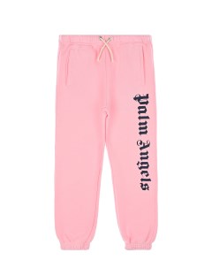 Розовые спортивные брюки с черным логотипом детские Palm angels