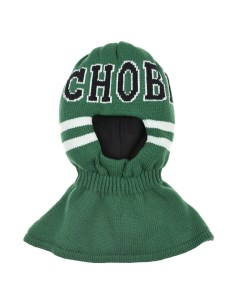 Зеленая шапка шлем с белыми полосами детская Chobi