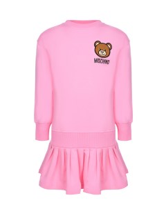 Розовое платье с принтом медвежонок детское Moschino
