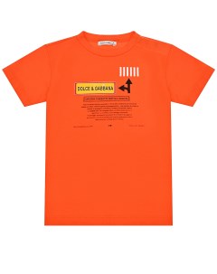 Оранжевая футболка с логотипом детская Dolce&gabbana