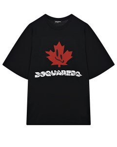 Черная футболка с лого детская Dsquared2