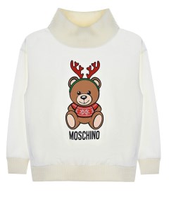 Белый свитшот с новогодним принтом медвежонок детский Moschino