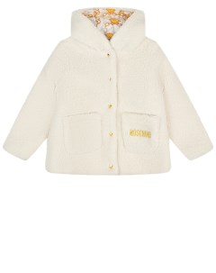 Куртка из эко меха кремового цвета детская Moschino