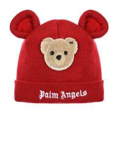 Красная шапка с декоративными ушками детская Palm angels