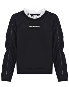 Черный свитшот с белой отделкой воротника детский Karl lagerfeld kids