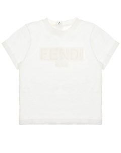 Белая футболка с вышивкой в тон детская Fendi