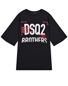 Черная футболка с принтом DSQ2 brothers детская Dsquared2