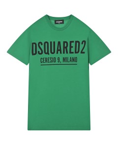 Зеленая футболка с черным лого детская Dsquared2