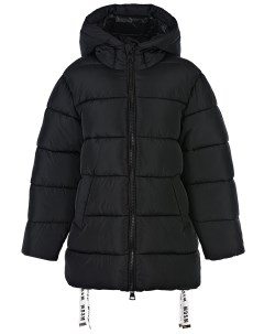 Черное стеганое пальто с капюшоном детское Msgm
