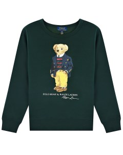 Зеленый свитшот с принтом Polo Bear детский Ralph lauren
