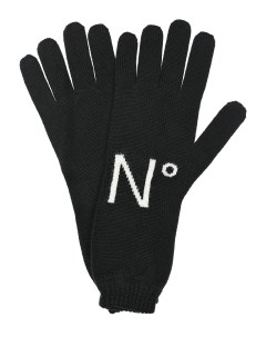 Черные перчатки с белым лого детские No21