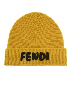 Желтая шапка из шерсти и кашемира детская Fendi
