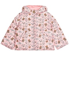 Розовая куртка пуховик с принтом медвежата детская Moschino
