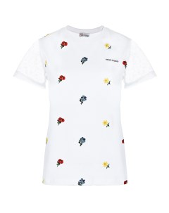 Белая футболка с цветочной вышивкой Red valentino
