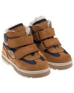 Коричневые ботинки с застежками велкро детские Walkey