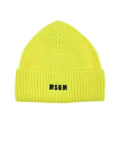 Желтая шапка из смесовой шерсти детская Msgm