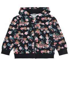 Черная спортивная куртка с цветочным принтом детская Moschino
