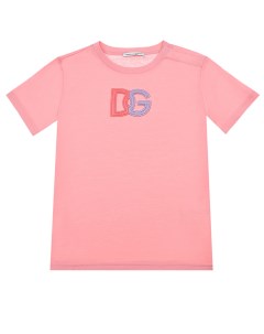 Розовая футболка с аппликацией детская Dolce&gabbana