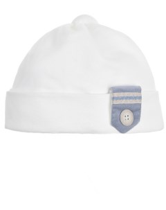 Белая шапка с синей нашивкой детская Aletta