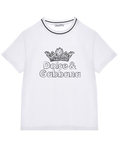 Белая футболка с принтом корона детская Dolce&gabbana
